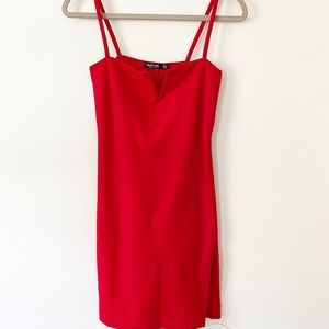 Nasty Gal V Neck Body Con Mini Dress Red Size 8